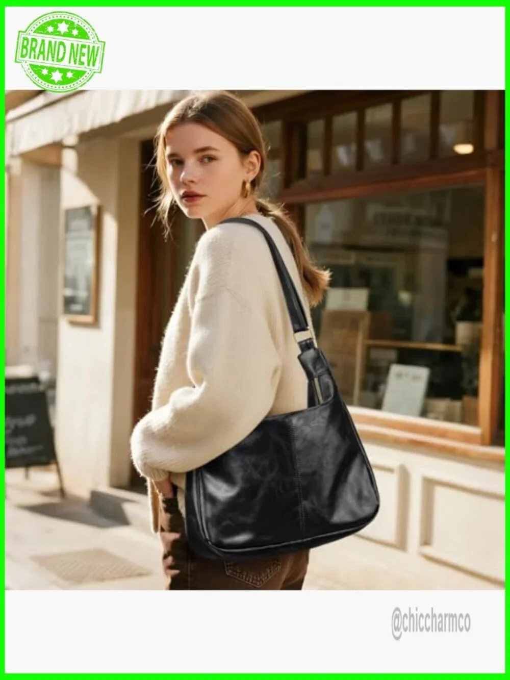 Soft Vegan Leather Hobo Bag Adjustable Strap Slouchy Purse Everyday Handbag
